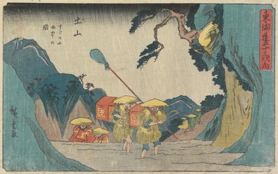 Pluie sur la montagne de Suzuka à Tsuchiyama, 1841-42 - Utagawa Hiroshige
