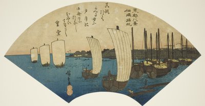 Voiles de retour à Tsukudajima, de la série "Huit vues de la capitale orientale" - Utagawa Hiroshige