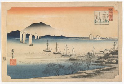 Voiliers retournant à Yabase, période Edo, début des années 1830 - Utagawa Hiroshige