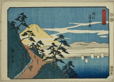 Le pic Satta dans la province de Suruga (Suruga Satta mine), de la série "Trente-six vues du mont Fuji (Fuji sanjurokkei)" - Utagawa Hiroshige