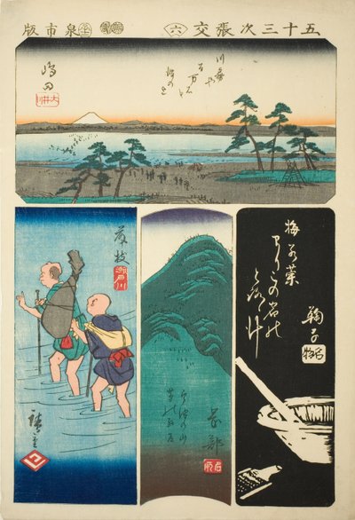 Shimada, Fujieda, Okabe et Mariko, no. 6 de la série "Découpages des cinquante-trois stations" - Utagawa Hiroshige