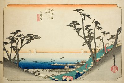 Shirasuka : Vue de la pente de Shiomi, de la série "Les cinquante-trois stations du Tokaido" - Utagawa Hiroshige