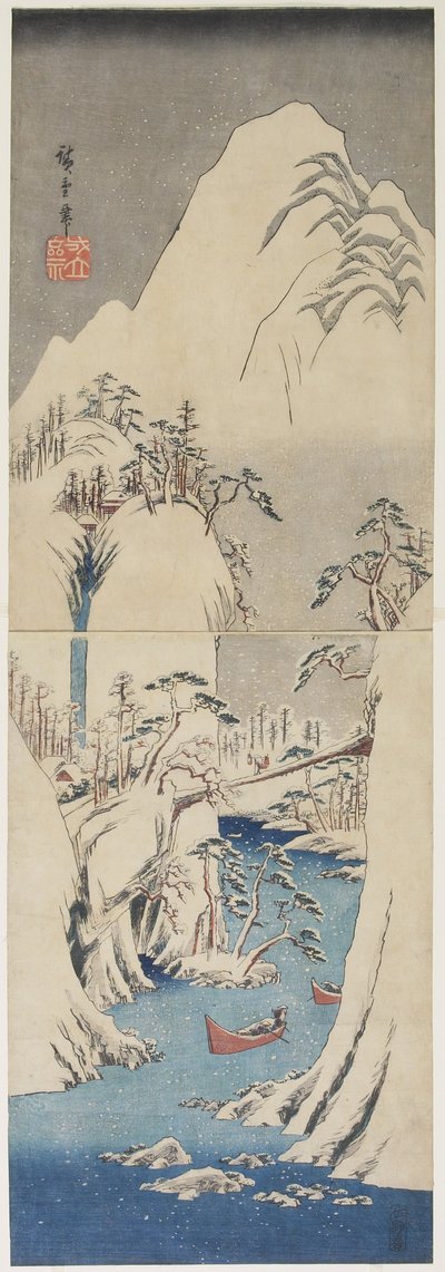 Scène de neige près de la rivière Fuji, vers 1842 - Utagawa Hiroshige