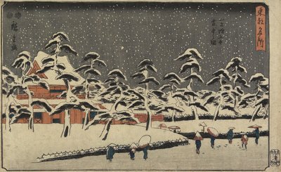 Vue de Neige du Temple Zojoji à Shiba, 1847-1852 - Utagawa Hiroshige