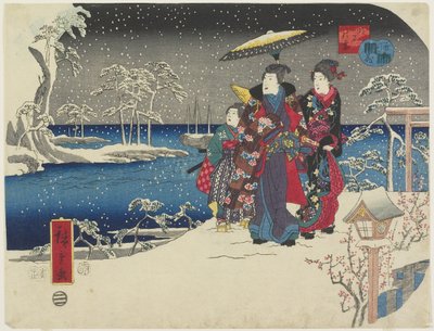 Neige à Akashi, janvier 1854 - Utagawa Hiroshige
