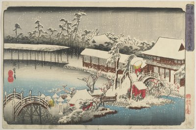 Neige au sanctuaire de Kameido Tenman, 1832-1834 - Utagawa Hiroshige