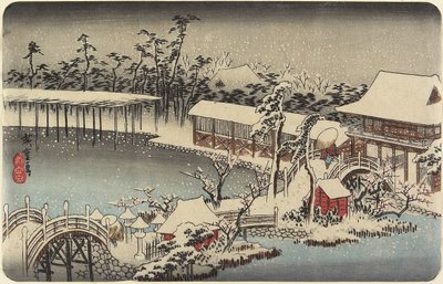 Neige au sanctuaire de Kameido Tenman, 1832-1834 - Utagawa Hiroshige
