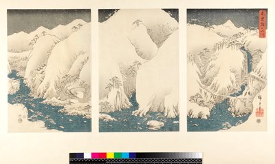 Tempête de neige dans les montagnes et rivières de Kiso - Utagawa Hiroshige