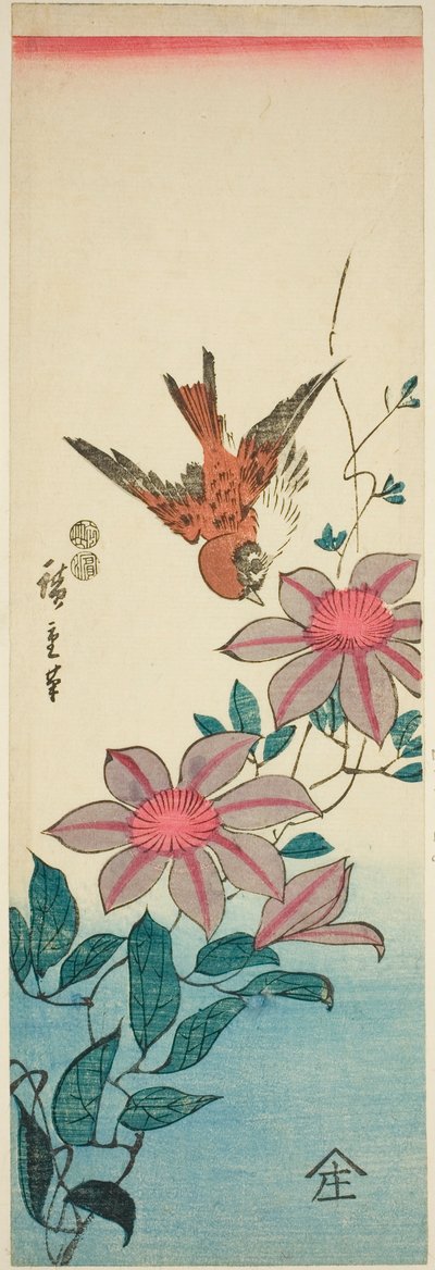Moineau et clématite - Utagawa Hiroshige