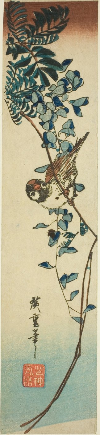 Moineau et glycine - Utagawa Hiroshige