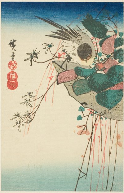Moineau sur un pot suspendu - Utagawa Hiroshige