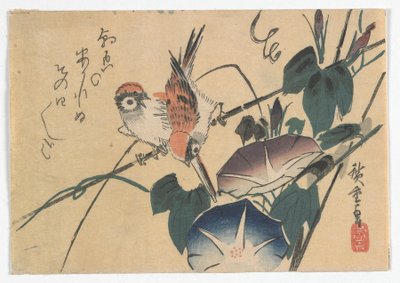 Moineaux et Gloires du Matin - Utagawa Hiroshige