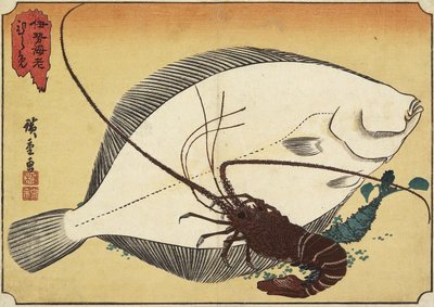 Langouste et flet, début du 19e siècle - Utagawa Hiroshige