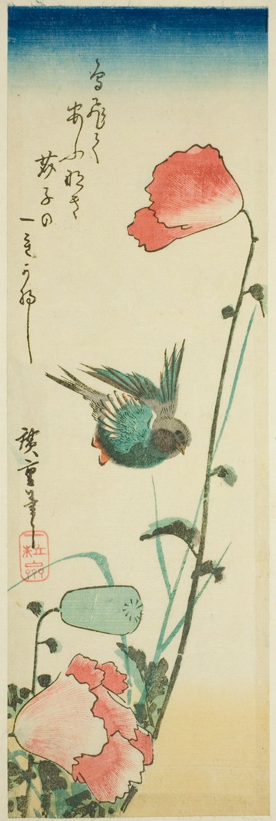 Hirondelle et coquelicots - Utagawa Hiroshige