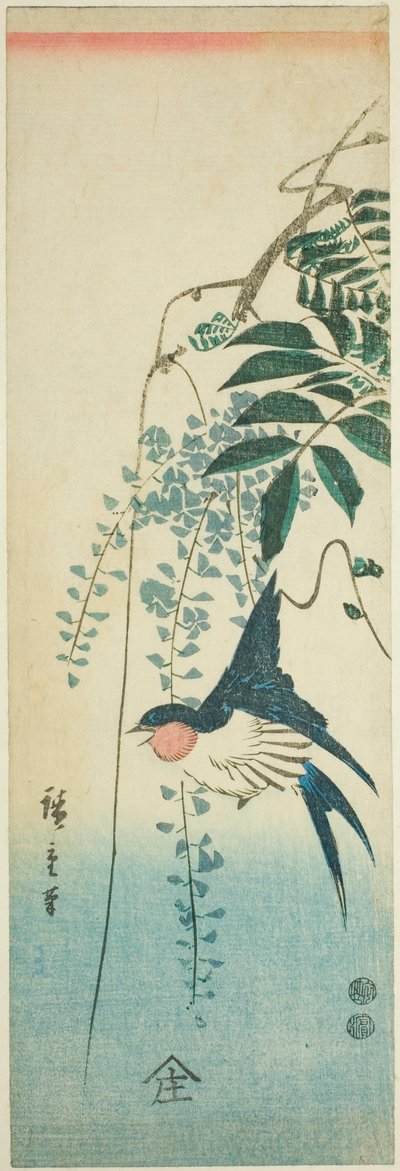 Hirondelle et glycine - Utagawa Hiroshige