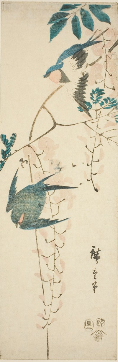 Hirondelles et glycine - Utagawa Hiroshige