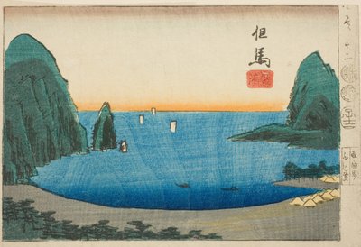 Takanohama à Tajima, section de la feuille n° 12 de la série "Images découpées des provinces (Kunizukushi harimaze zue)" - Utagawa Hiroshige