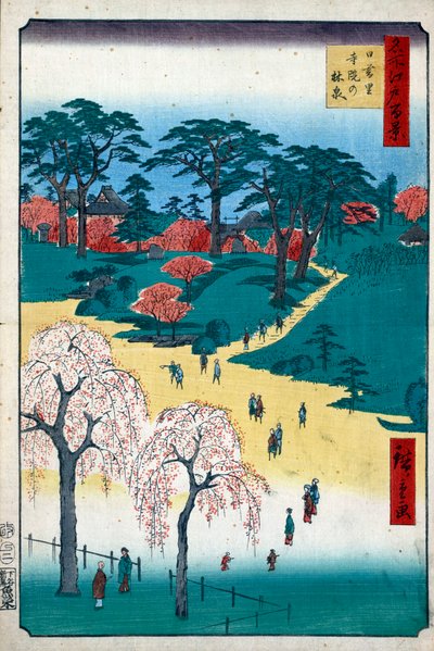 Jardins du temple à Nippori Cent vues célèbres d