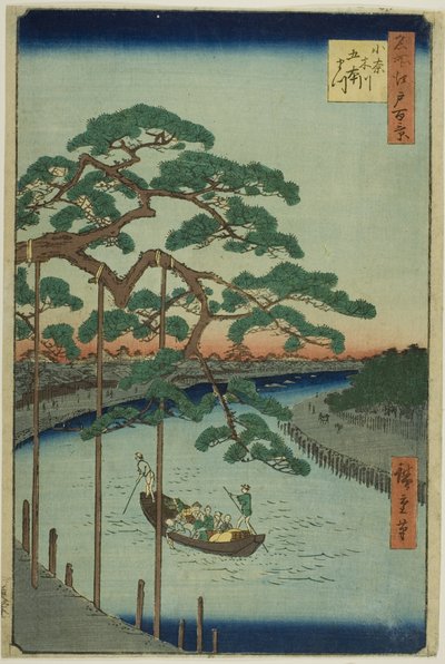 Les cinq pins sur la rivière Onagi (Onagigawa Gohonmatsu), de la série "Cent vues célèbres d