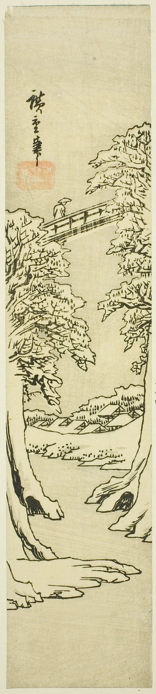 Le Pont des Singes en hiver - Utagawa Hiroshige