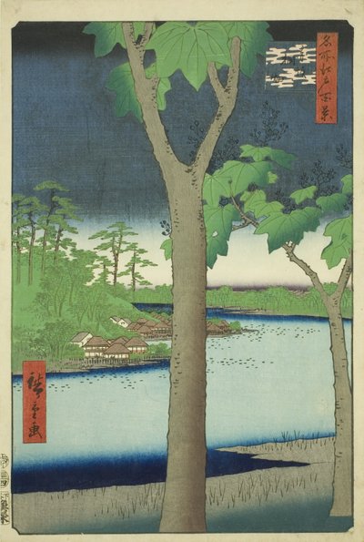 Le bosquet de paulownias à Akasaka (Akasaka Kiribatake), de la série "Cent vues célèbres d