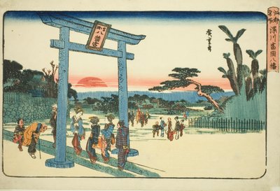 Le sanctuaire Tomigaoka Hachiman à Fukagawa (Fukagawa Tomigaoka Hachiman), de la série "Lieux célèbres d