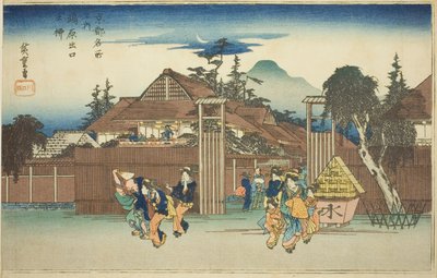 Le saule à la porte du quartier des plaisirs de Shimabara, de la série "Vues célèbres de Kyoto" - Utagawa Hiroshige