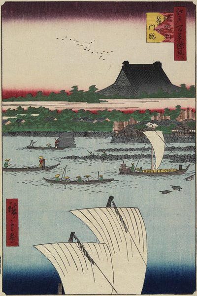 Temple Tsukiji, Teppo_zu, juillet 1858 - Utagawa Hiroshige