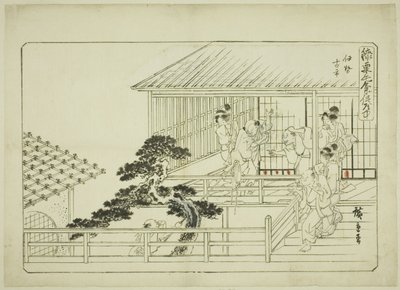 Dessin sans titre, pour la série Titre anglais (Hizakurige kimama dôchû) - Utagawa Hiroshige