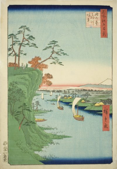 Vue de Konodai et de la rivière Tone (Konodai Tonegawa fukei), de la série "Cent vues célèbres d