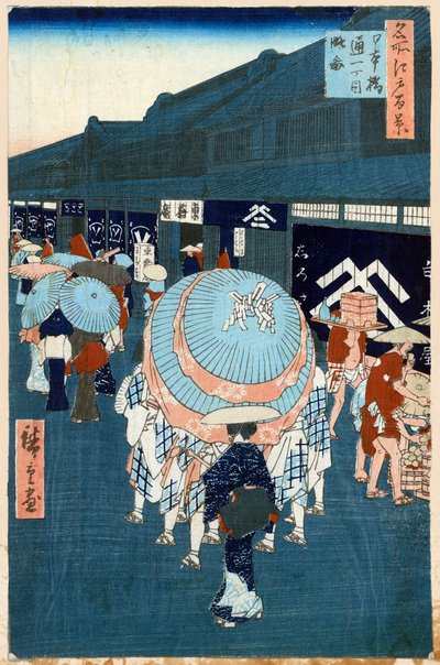 Vue de la première rue sur Nihonbashidori Cent vues célèbres d