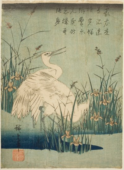 Hérons blancs et iris - Utagawa Hiroshige