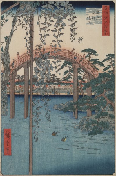 Glycine au sanctuaire Kameido Tenjin de la série Cent vues célèbres d