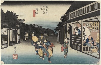 Femmes sollicitant des voyageurs, Goyu, vers 1833 - Utagawa Hiroshige