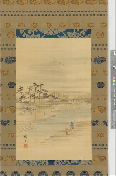 Paysage fluvial : chantiers de bois et radeaux, milieu du 19ème siècle - Utagawa Hiroshige II