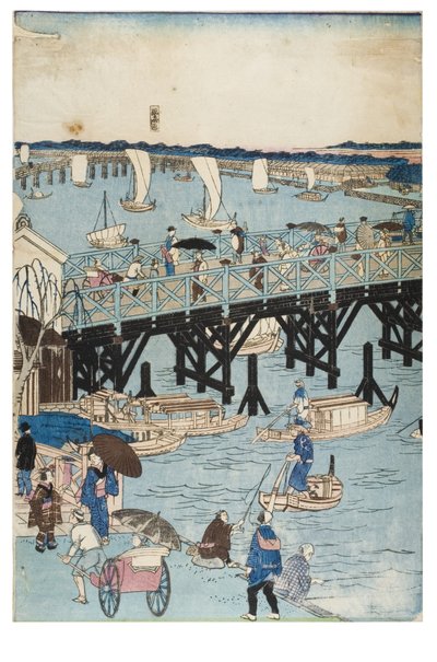 Lieux célèbres à Tokyo, Vue réelle du pont Ryogoku - Utagawa II Hiroshige