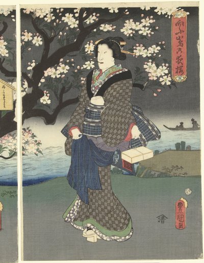 Promenade du soir le long de la rivière - Utagawa Kunisada (I)