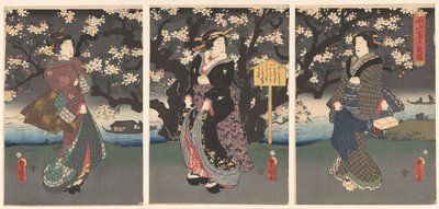Promenade du soir le long de la rivière - Utagawa Kunisada (I)
