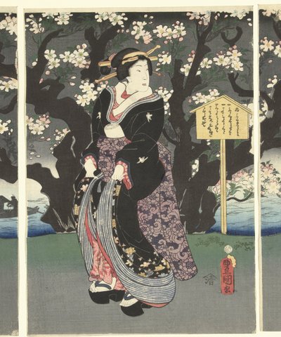 Promenade du soir le long de la rivière - Utagawa Kunisada (I)