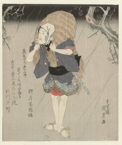 Homme en manteau de pluie en paille - Utagawa Kunisada (I)