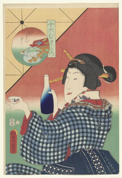 Sake fles en kopje - Utagawa Kunisada (I)