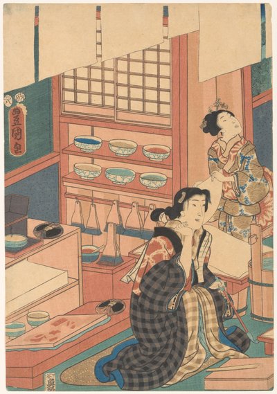Femmes faisant des estampes (partie gauche) - Utagawa Kunisada (I)
