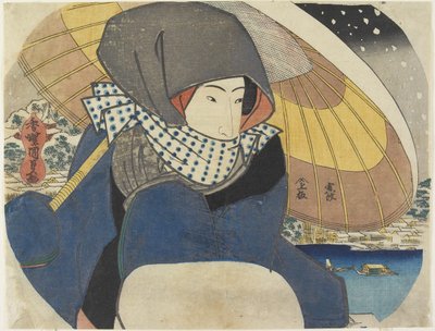 (Femme portant une capuche avec un parapluie), 1818 - Utagawa Kunisada