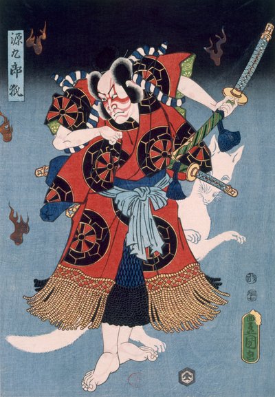 Bando Kamezo en tant que Yokawa Kakuhan dans une Scène de Sembonzakura, pub. 1856 - Utagawa Kunisada