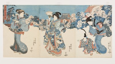 Cerisiers en fleurs à Atagoyama - Utagawa Kunisada