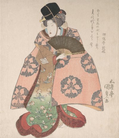 Acteur de Kabuki dans un rôle féminin avec un éventail - Utagawa Kunisada