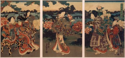 Papillons et pivoines - Utagawa Kunisada