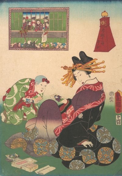 Douze heures de plaisirs printaniers : Heure de la chèvre, 19e siècle - Utagawa Kunisada