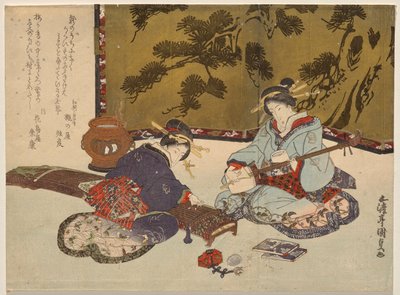 Deux courtisanes jouant des instruments de musique - Utagawa Kunisada