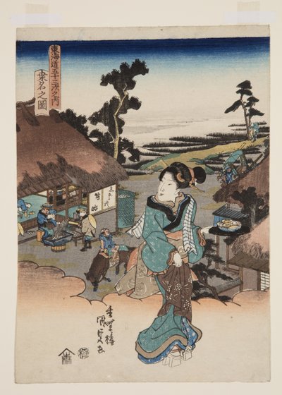 Vue de Kuwana - Utagawa Kunisada